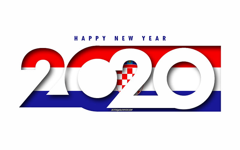 Croatia 2020, Flag of Croatia, white background, Happy New Year Croatia, 3d art, 2020 concepts, Croatia flag, 2020 New Year, 2020 Croatia flag, HD wallpaper