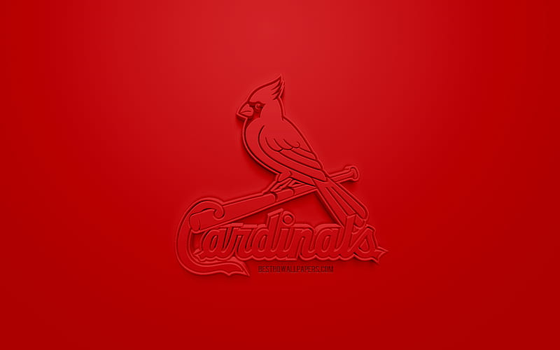 St Louis Cardinals, American baseball club, creative 3D logo, red background, 3d emblem, MLB, St Louis, Missouri, USA, Major League Baseball, 3d art, baseball, 3d logo, HD wallpaper