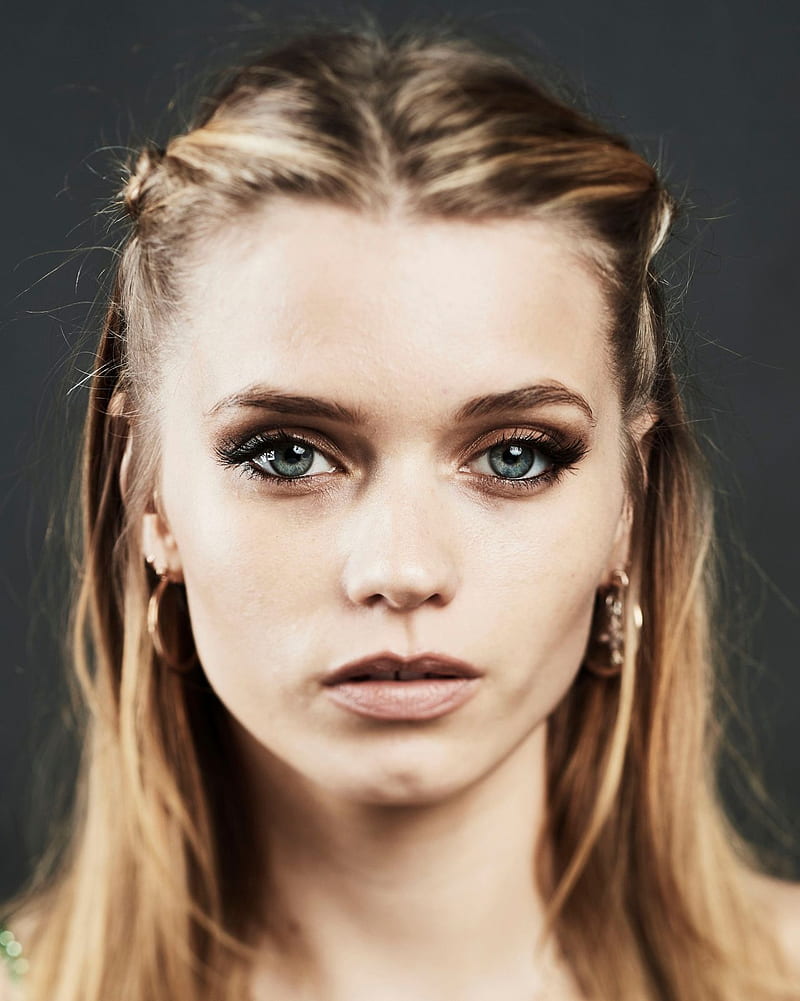 Abbey Lee Kershaw, women, blonde, blue eyes, model, Australian, simple background, face, HD phone wallpaper