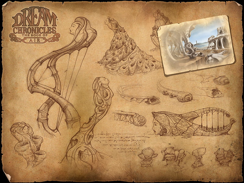 Dream Chronicles 4 - Wind music island, the book of air, music, instruments, wind music island, dream chronicles, HD wallpaper