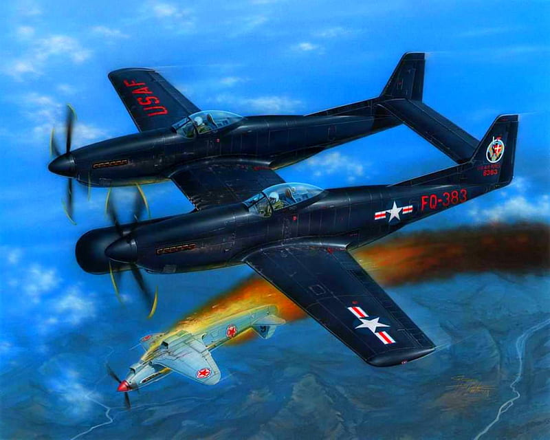 Victory, p82, art, ww2, f-82, p-82, mustang, f82, plane, twin, wwii, painting, HD wallpaper