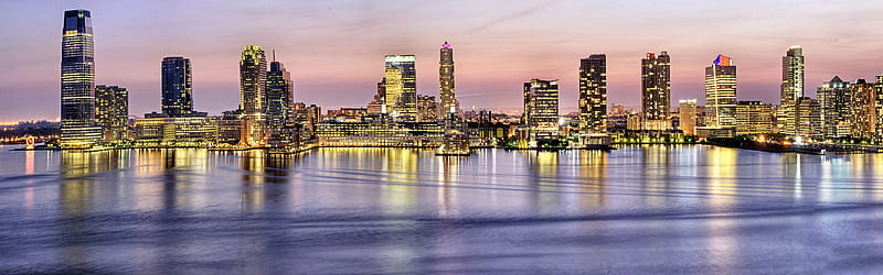 Jersey City Panorama F, architecture, cityscape, bonito, Hudson River, graphy, water, wide screen, scenery, HD wallpaper