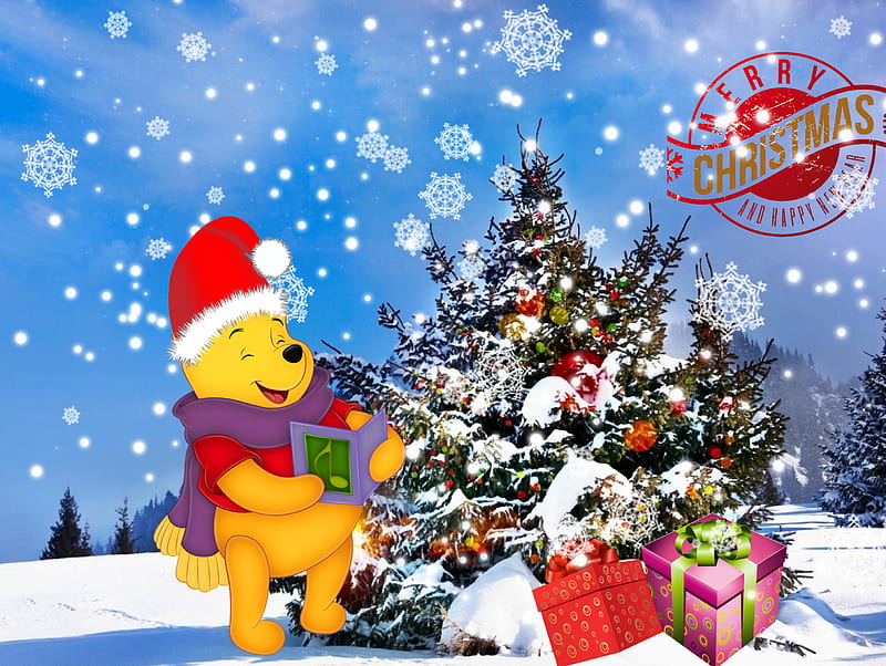 Merry christmas, happy new year, winnie pooh, xmas, HD wallpaper | Peakpx