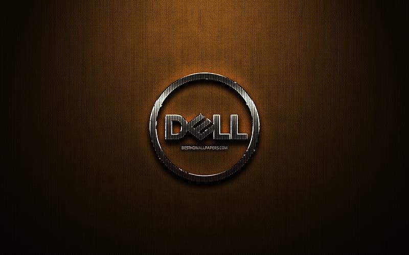 Dell glitter logo, creative, bronze metal background, Dell logo, brands, Dell, HD wallpaper