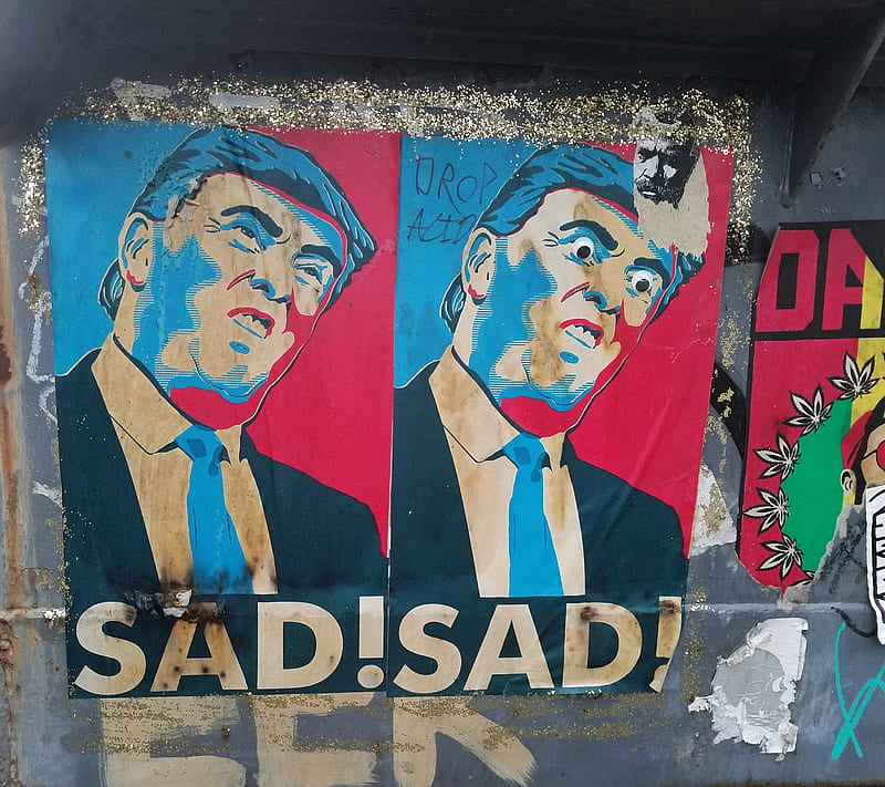 Trumpsad, art, controversial, donald, election, graffiti, hillary, info wars, new, paint, spray paint, street, street art, tagging, trash, trump, vote, HD wallpaper