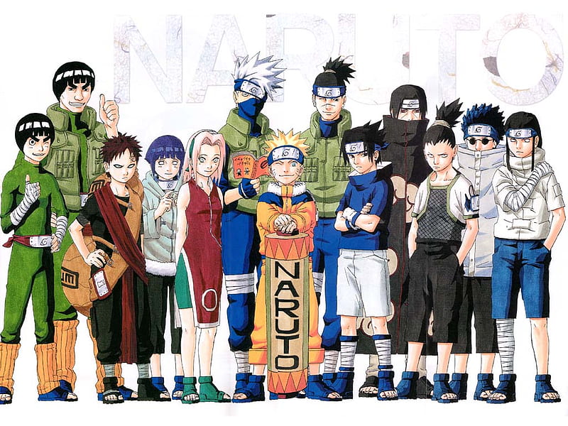 Naruto and Everyone, boys, girl, anime, people, white, HD wallpaper | Peakpx