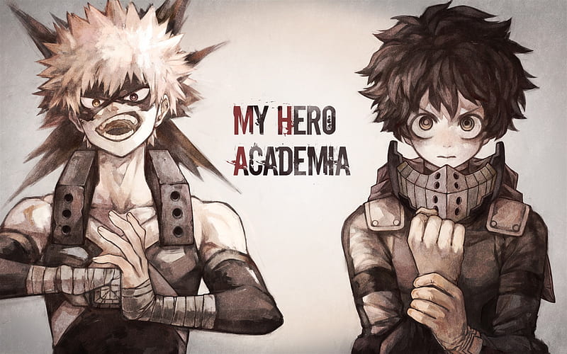 My Hero Academia, Boku No Hero Academia, Bakugo Katsuki, Midoria Izuku, art, japanese manga, HD wallpaper