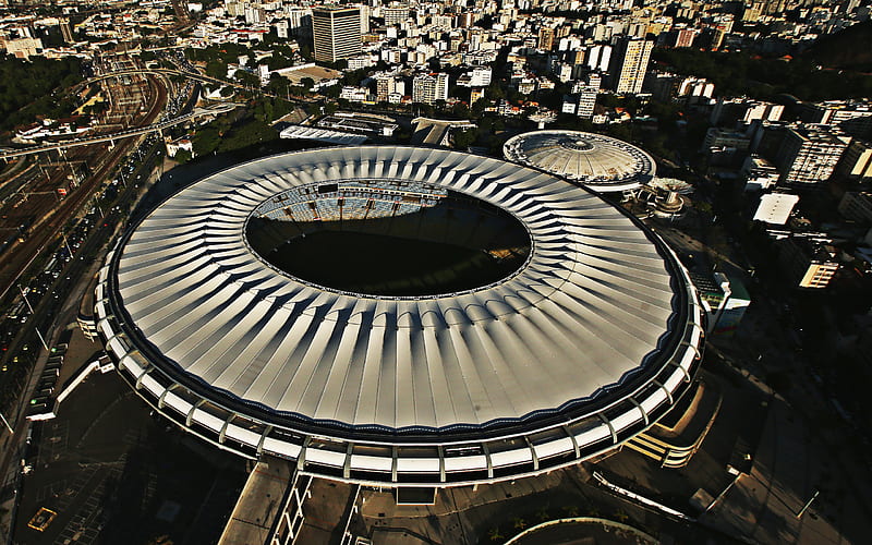 Maracana, Brazilian Football Stadium, Estadio Mario Filho, Rio de Janeiro, main sports arena, Maracana Stadium, Brazil, top view, football stadiums, HD wallpaper