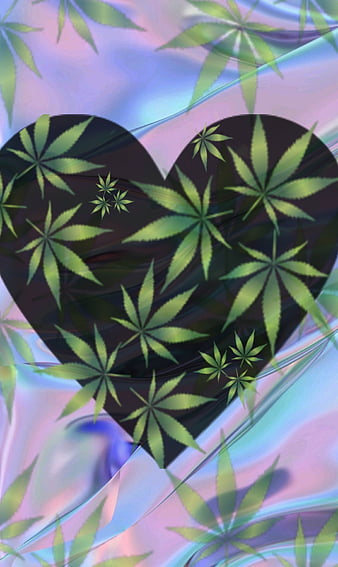 W**d Heart, 420, cool, love, stoner, trippy, vaporwave, HD phone wallpaper