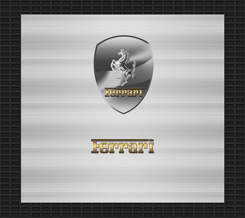 Ferrari Logo, badge, black, car, desenho, gold, silver, steel, super, HD wallpaper