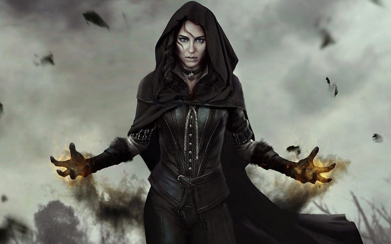 Sorceress, wild hunt, halloween, the witcher, game, black, woman ...