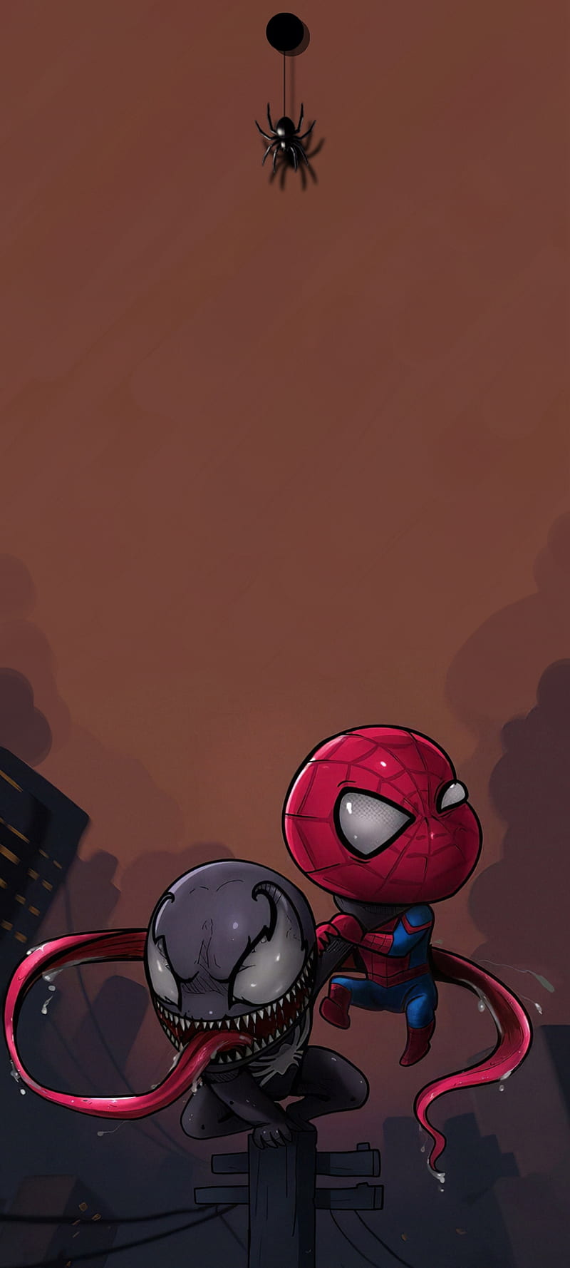 Venom, Spider man, art, marvel, spidey, cartoon, spider man, comics, punch  hole, HD phone wallpaper | Peakpx