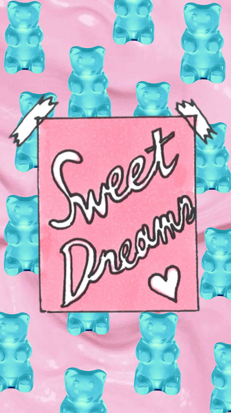 Gummies Sweet Dreams, blue, food, girly, gummy bears, pink, sweet dreams, HD phone wallpaper