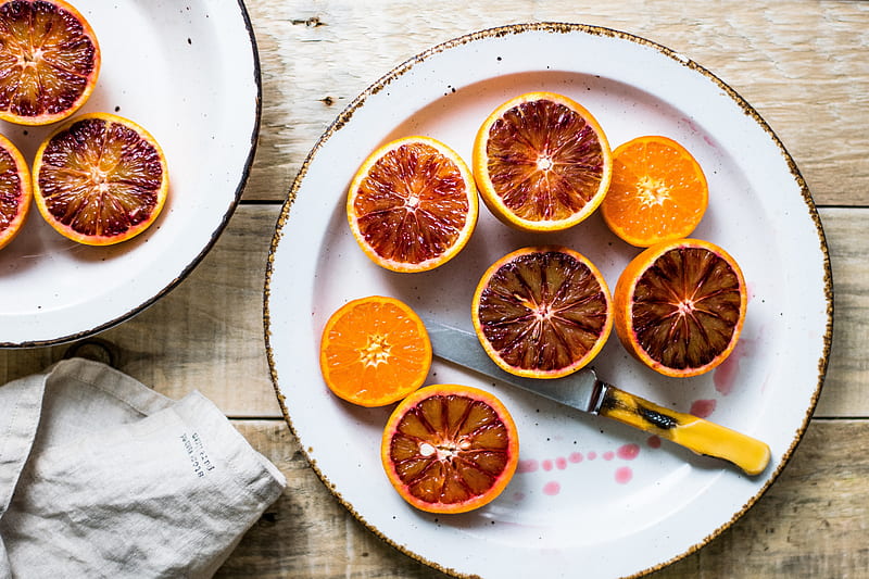 Fruits, Orange, Fruit, Knife, Mandarin, Plate, orange (Fruit), HD wallpaper
