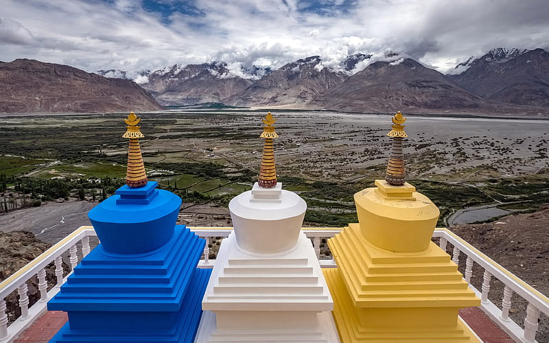 Three Stupa Ladakh India 2021 Bing, HD wallpaper