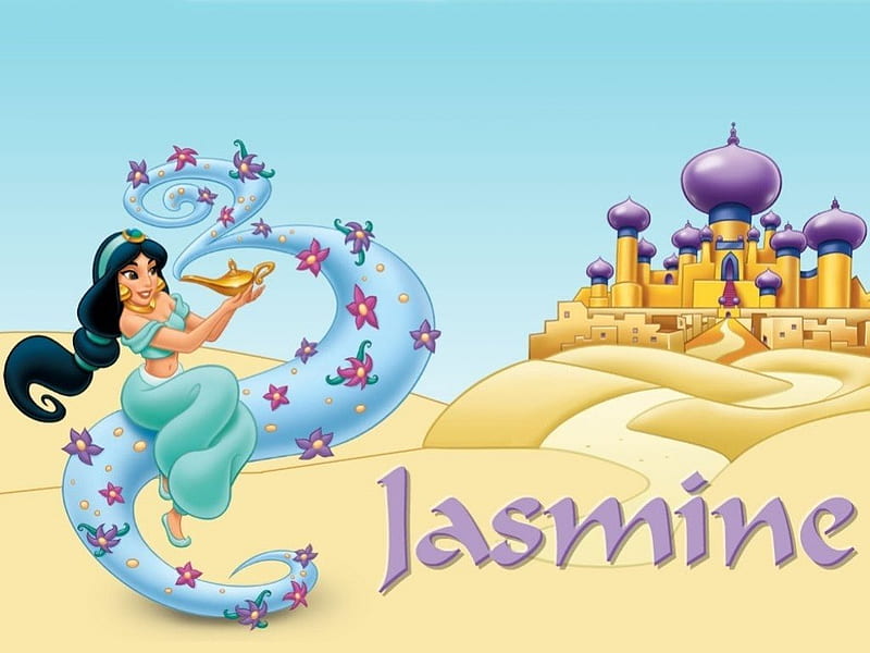Jasmine, Princess, Disney, Aladdin, Cartoon, HD wallpaper