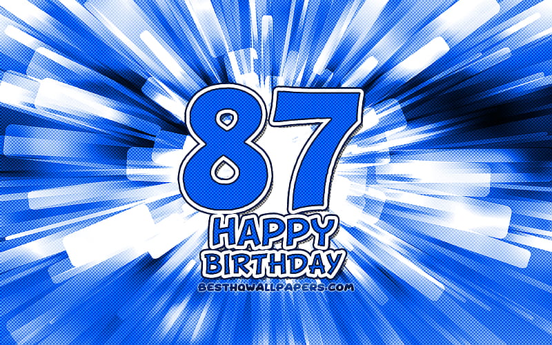 Happy 87th birtay blue abstract rays, Birtay Party, creative, Happy 87 Years Birtay, 87th Birtay Party, 87th Happy Birtay, cartoon art, Birtay concept, 87th Birtay, HD wallpaper