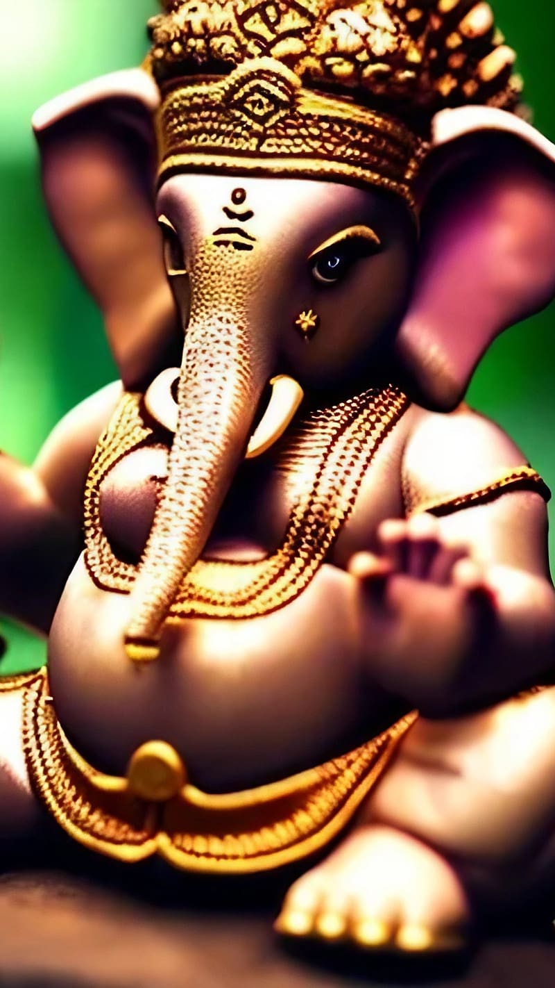 Ganesh Ji , Green Blurry Background, god ganesh , lord, god, HD phone wallpaper