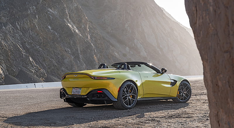 2021 Aston Martin Vantage Roadster (Color: Yellow Tang; US-Spec) - Rear Three-Quarter , car, HD wallpaper 2021 Aston Martin Vantage Roadster (Color: Yellow Tang; US-Spec) - Rear Three-Quarter , car, HD wallpaper