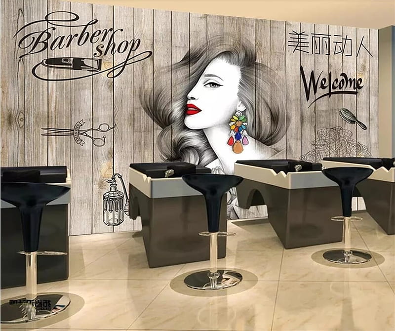 Beibehang Custom 3D mural Nordic hair salon hair salon beauty salon barber  shop background wall board ., HD wallpaper | Peakpx