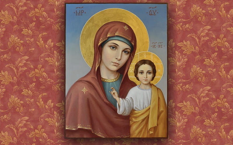 Mary with Jesus, Virgin, Child, Mary, Jesus, icon, HD wallpaper