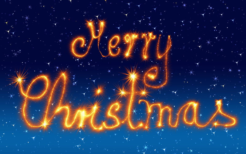 Merry Christmas, starry sky, Happy New Year, sky, Bengal lights, christmas, xmas, merry xmas, HD wallpaper