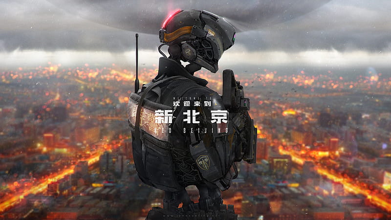 Welcome To Neo Beijing, robot, artist, artwork, scifi, digital-art, HD wallpaper