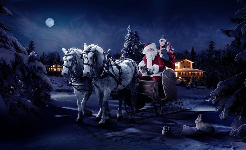 *** Santa Claus already coming ***, mikolaj, sanie, swieta, renifery, HD wallpaper