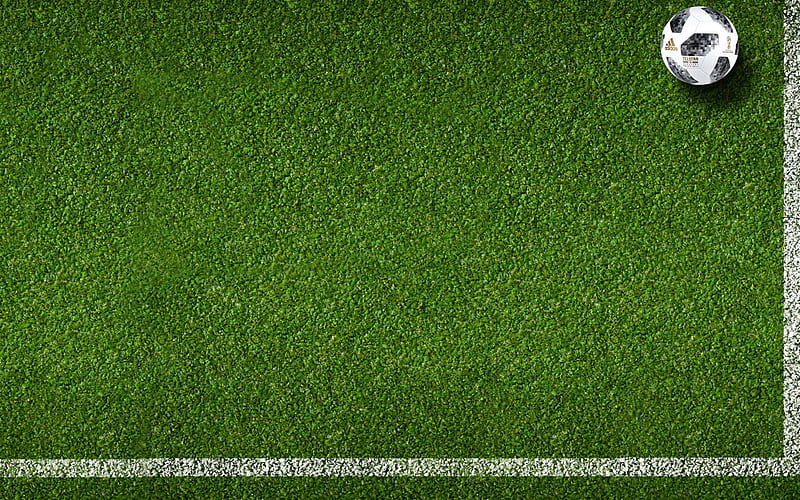 football field, Adidas Telstar 18, 2018 FIFA World Cup, official ball, World Championship 2018, Russia 2018, green lawn, HD wallpaper