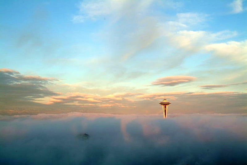 Space-Needle-in-the-Fog-Seattle, cool, space-needle, seattle, in-the-fog, HD wallpaper