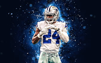 Michael Gallup, Dallas Cowboys, NFL, portrait, american football, blue  stone background, HD wallpaper