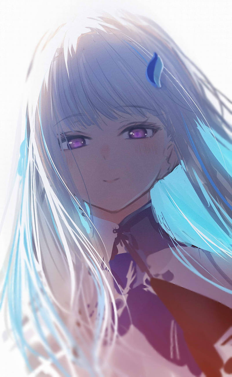 anime girl with long silver hair