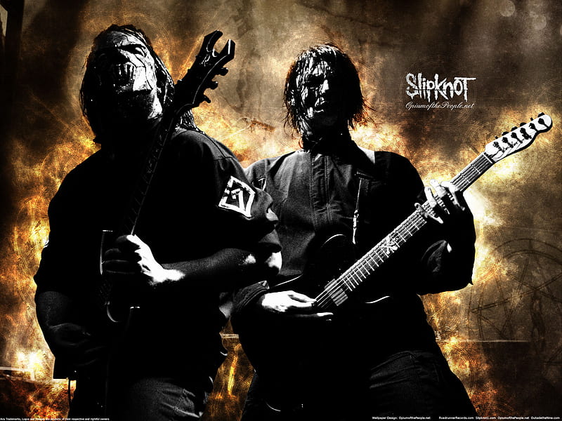 Jim and Mick, slipknot, guitar, mick thomson, jim root, HD wallpaper