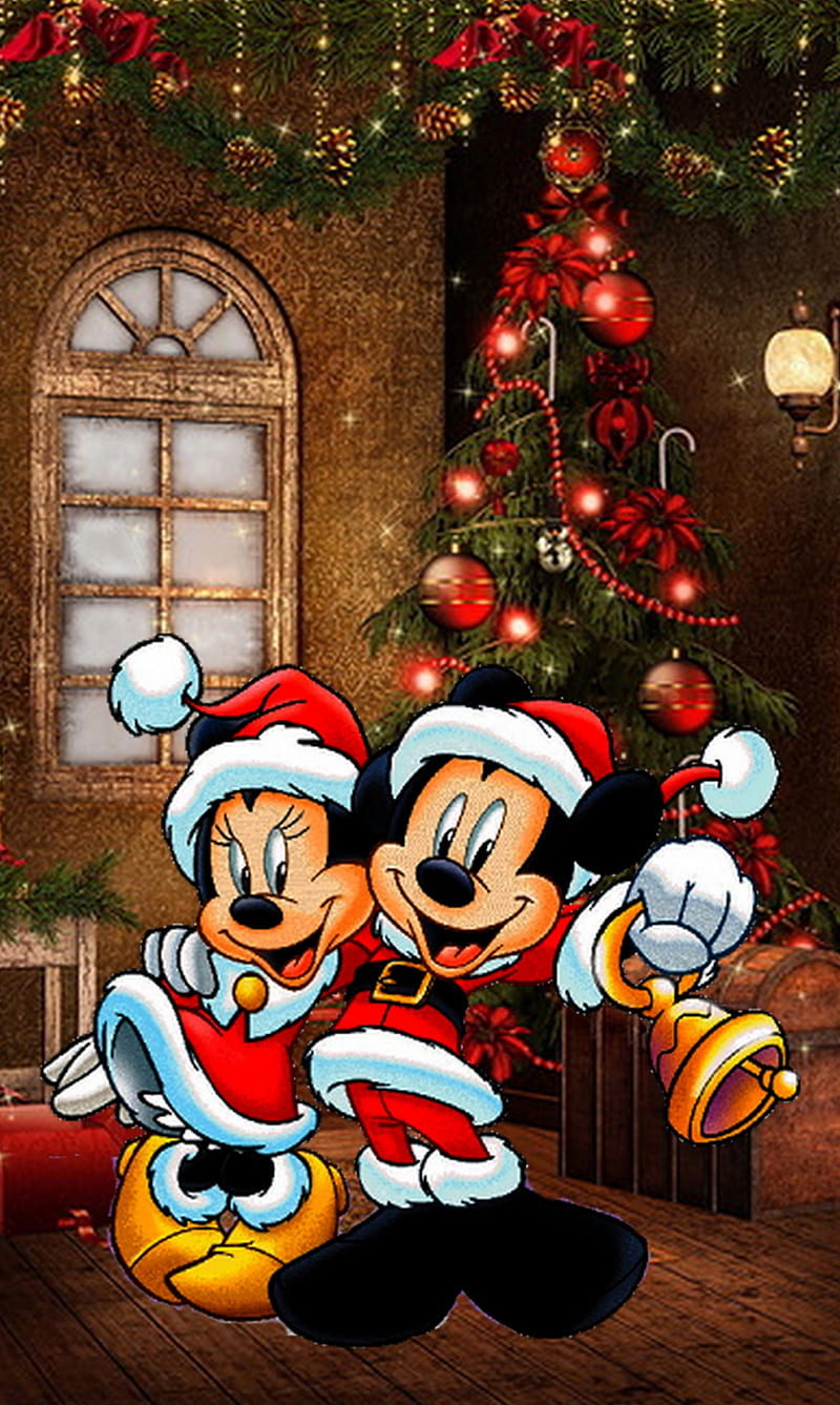 merry christmas, mickey mouse, xmas, HD phone wallpaper