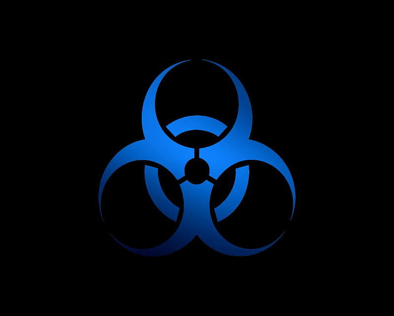 Biohazard blue, biohazard, gizzzi, labrano, black, blue, HD wallpaper