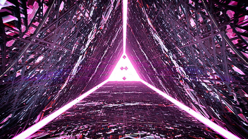 triangle, glow, 3d, HD wallpaper