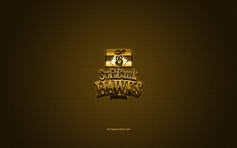 Fukuoka Softbank Hawks Japanese Baseball Club Yellow Logo Npb Yellow Carbon Fiber Background Hd Wallpaper Peakpx