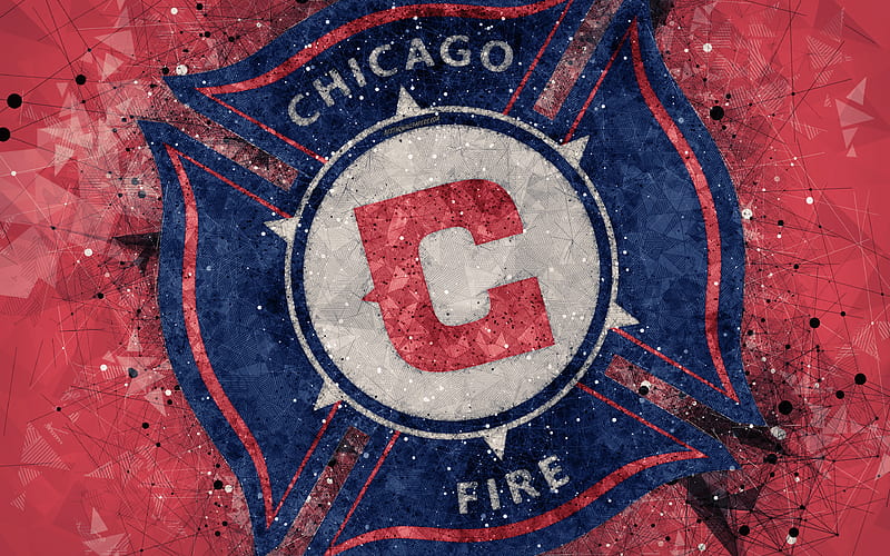 Chicago Fire SC American soccer club, logo, creative geometric art, abstraction, emblem, art, MLS, Chicago, Illinois, USA, Major League Soccer, football, HD wallpaper
