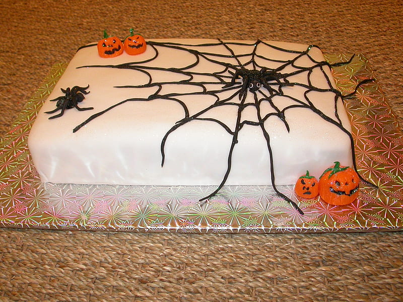 Halloween Cake for all on DN ;), cake, spiders, pumpkin, chocolate, HD wallpaper