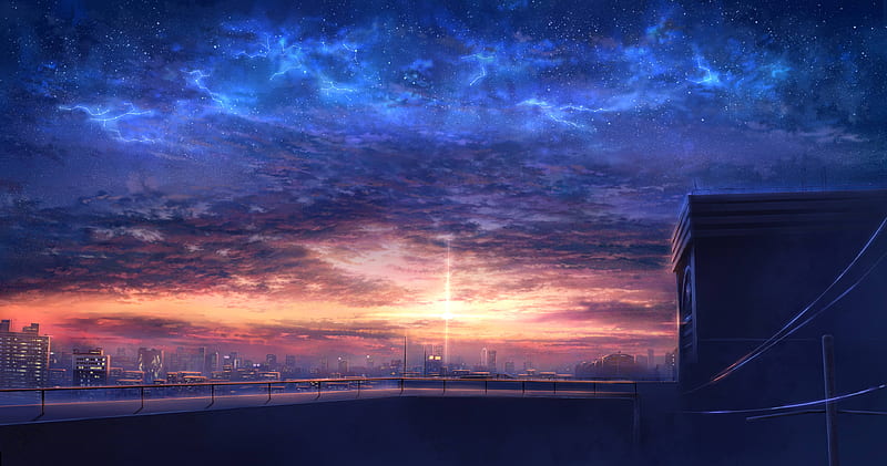 Anime, Original, Sky, Starry Sky, Sunset, HD wallpaper | Peakpx