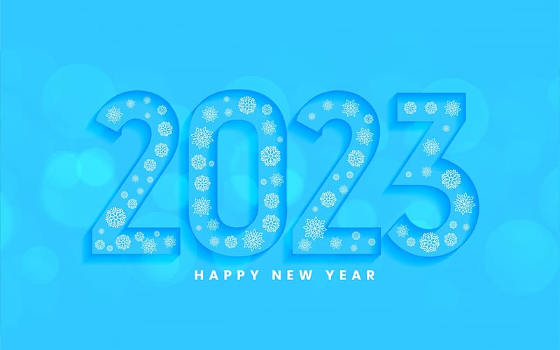 Happy New Year!, 2023, card, new year, newcyear, blue, white, HD wallpaper