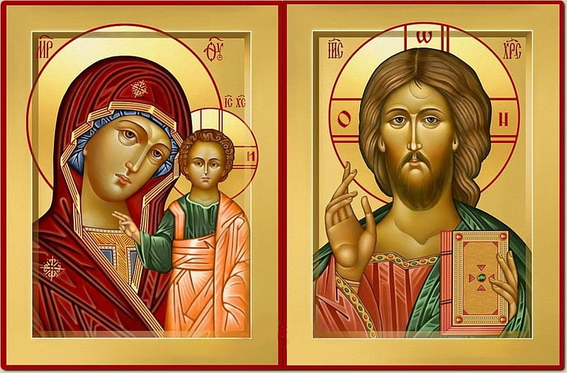 Mary and Jesus, Virgin, Christ, icons, Mary, Jesus, HD wallpaper