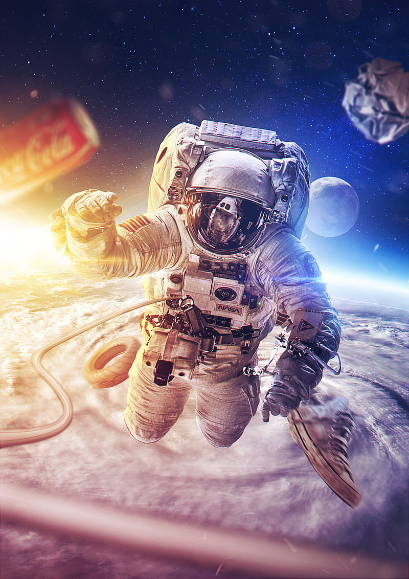 Now From Space, 7itech, astronaut, earth, nasa, HD phone wallpaper