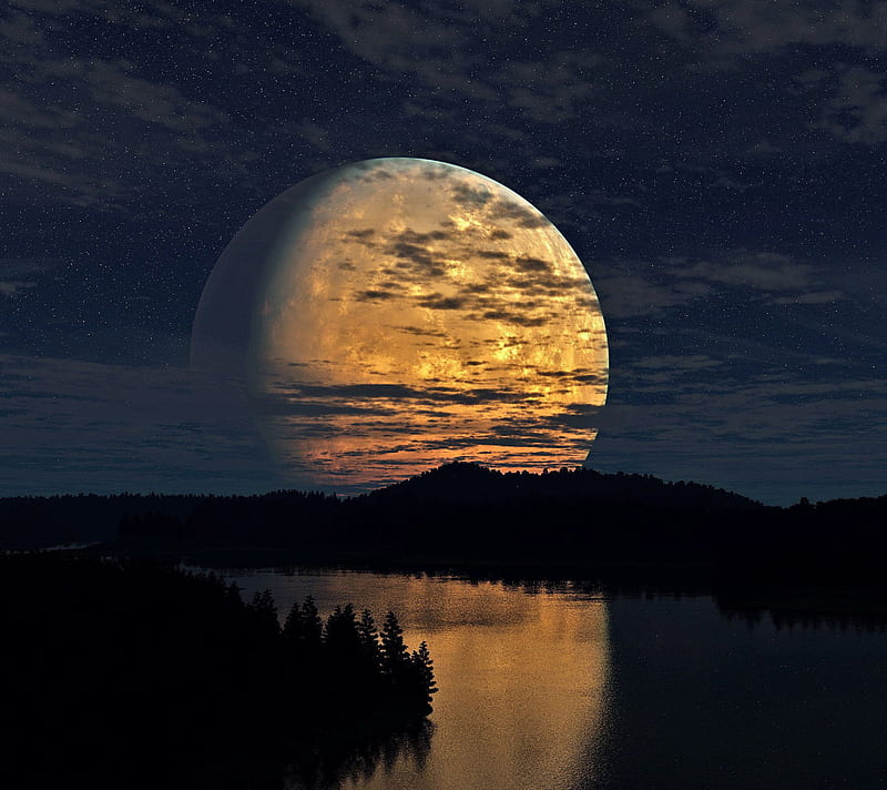 Full moon, full moon shining, in the river, nature, HD wallpaper | Peakpx