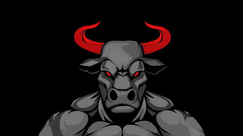 Dangerous Bull , bull, minimalism, minimalist, artist, artwork, digital-art, dark, black, HD wallpaper