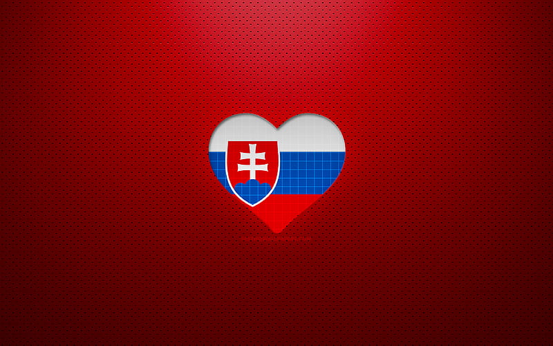 I Love Slovakia Europe, red dotted background, Slovak flag heart, Slovakia, favorite countries, Love Slovakia, Slovak flag, HD wallpaper