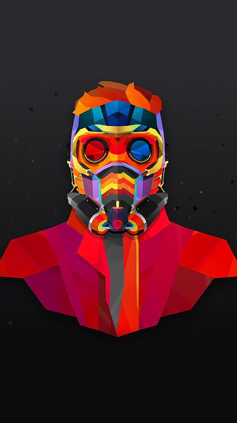 Dark man art, 6s, abstract, art, colors, dark, gas, man, mask, orange, red, HD phone wallpaper
