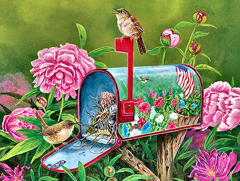 Golden Glory Wrens - Birds, art, songbirds, bonito, illustration, artwork, animal, bird, avian, painting, wide screen, wildlife, wrens, nature, HD wallpaper