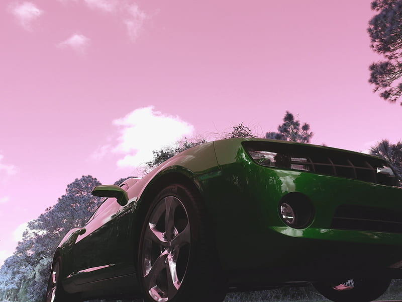 pink and green camaro