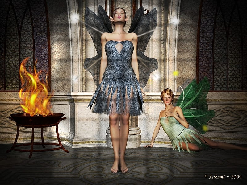 Longing for dom, fire, fantasy, wings, fairies, other, HD wallpaper